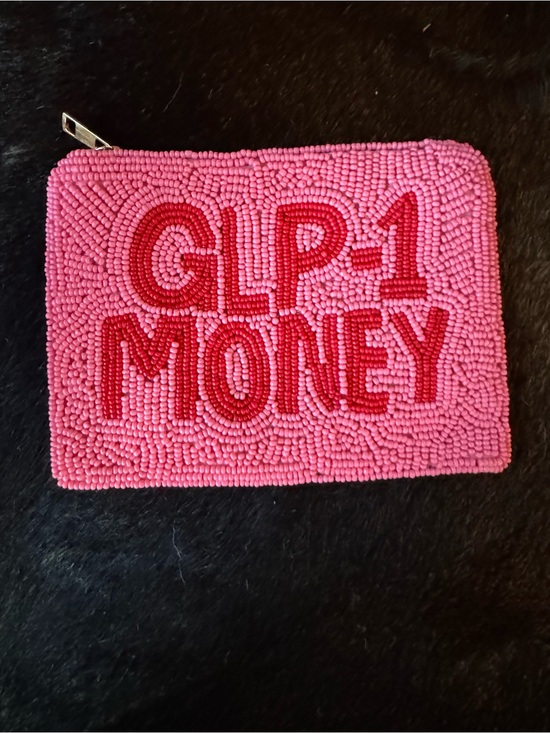 Handbags - Pink Beaded GLP-1 MONEY Zip Pouch
